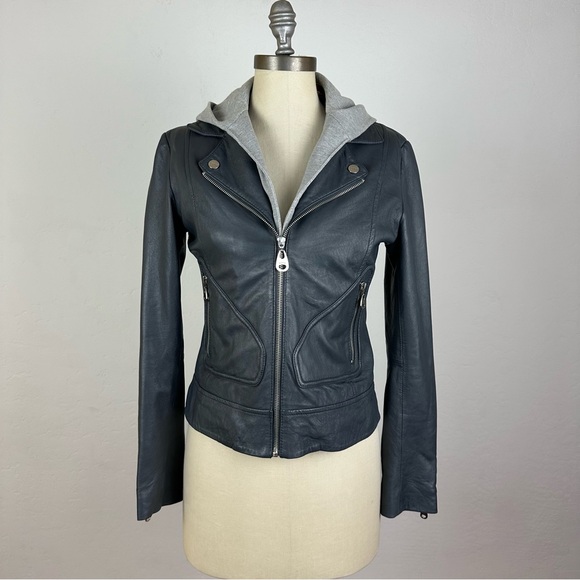 Doma Leather Hooded Jacket - Picture 1 of 15